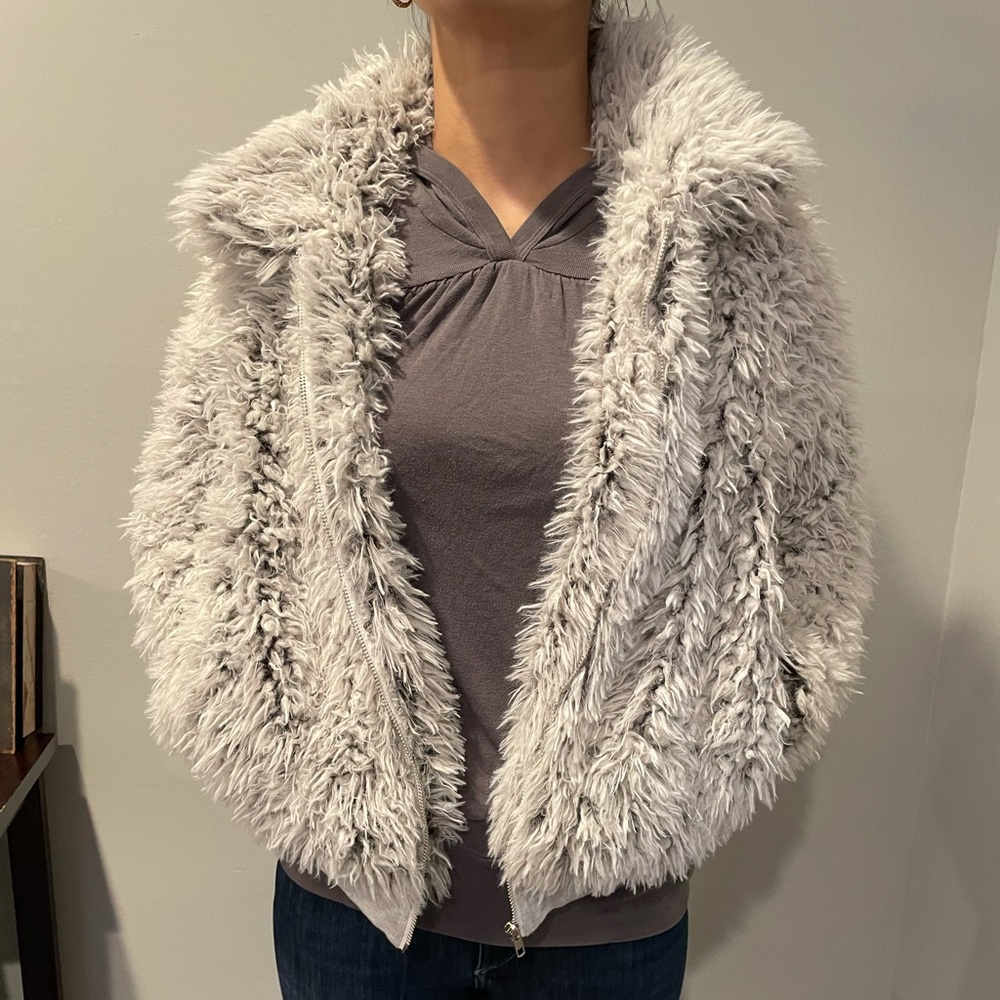 Fuzzy zip up jacket